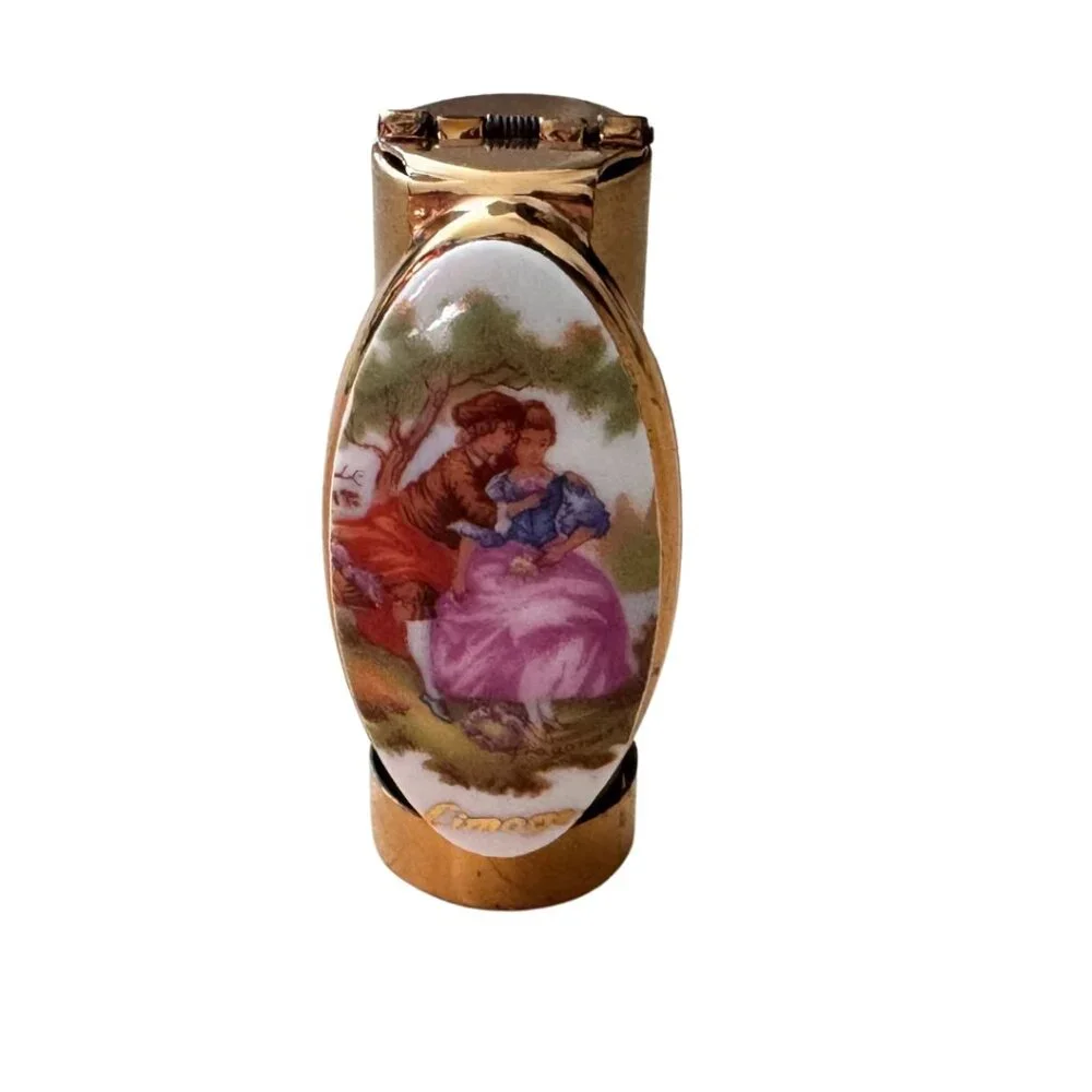 Patrys Lipstick Case with Limoges Fragonard Courting Couple Vintage